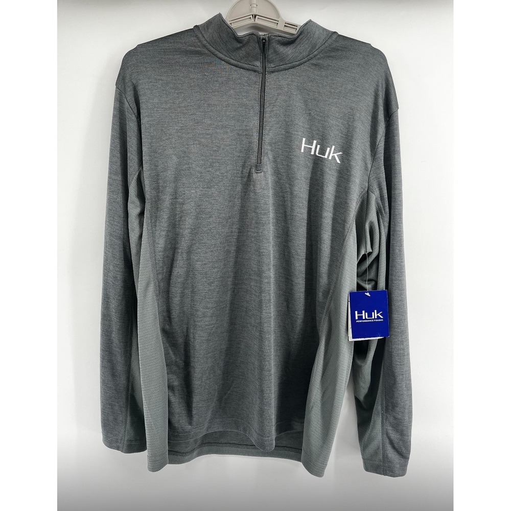 HUK CW Icon X‎ Coldfront 1/4 Zip Wind Water Resistant Shirt Grey Men's Size L